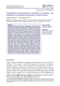 Publication by Oddfrid Førland and Torgny Roxå: Establishing reward systems for excellence in teaching – the experience of academics pioneering a reward system