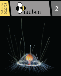 Cover page of Bikuben Student journal Volume 2 showing a photo by Joan J. Soto Angel of a potential new species of Ptychogastria collected on board OceanX cruise”